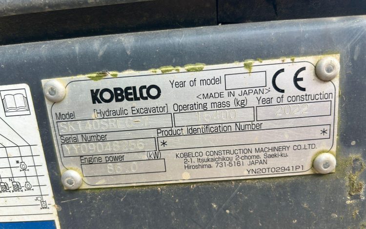 KOBELCO PELLE A CHENILLES SK 140 SRLC-7 – ANNEE 2022 – 3338 HEURES  48256