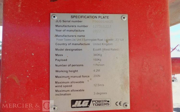 POWERTO NACELLE A MAT VERTICAL ECOLIFT 4,2 WR AN2022 ROUGE 14025