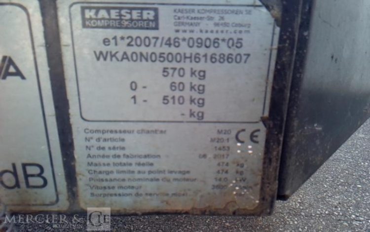 KAESER COMPRESSEUR D AIR M20 2000L/MN 7 BARS 370H AN2017  EP-340-YZ