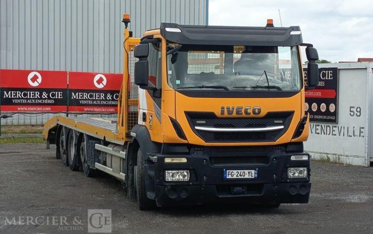IVECO STRALIS 420 PORTE ENGIN DIESEL – PTAC : 32,25 TONNES – 264376 KMS – ANNEE 2019 JAUNE FG-240-YL