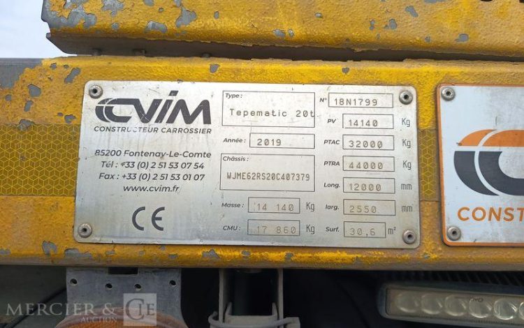 IVECO STRALIS 420 PORTE ENGIN – DIESEL – PTAC : 32 TONNES – 252203 KMS – ANNEE 2019 JAUNE FG-406-XS