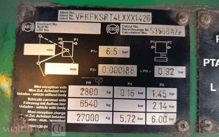 FRUEHAUF SEMI REMORQUE FOURGON AVEC HAYON PALFINGER – 3 ESSIEUX – PTAC 38 T – ANNEE 2020  FR-336-QJ