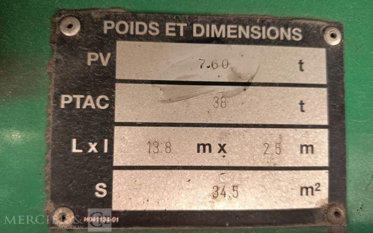 FRUEHAUF SEMI REMORQUE FOURGON AVEC HAYON PALFINGER – 3 ESSIEUX – PTAC 38 T – ANNEE 2020 BLANC FR-876-QH