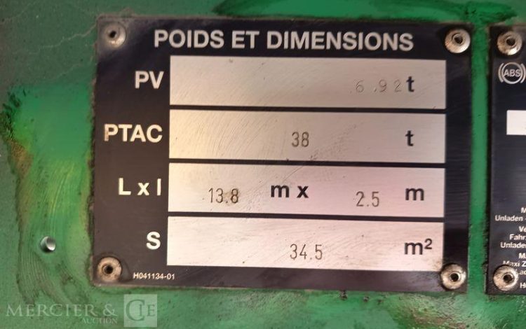 FRUEHAUF SEMI REMORQUE FOURGON – 3 ESSIEUX – PTAC : 38 TONNES – ANNEE 2021 BLANC FZ-792-KG
