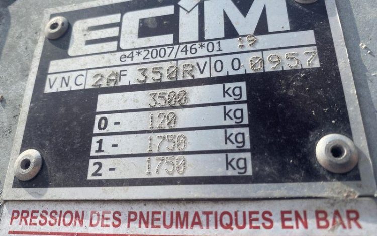 ECIM REMORQUE PORTE ENGIN 2 ESSIEUX – PATC 3,5 TONNES – ANNEE 2024  GY-215-JK