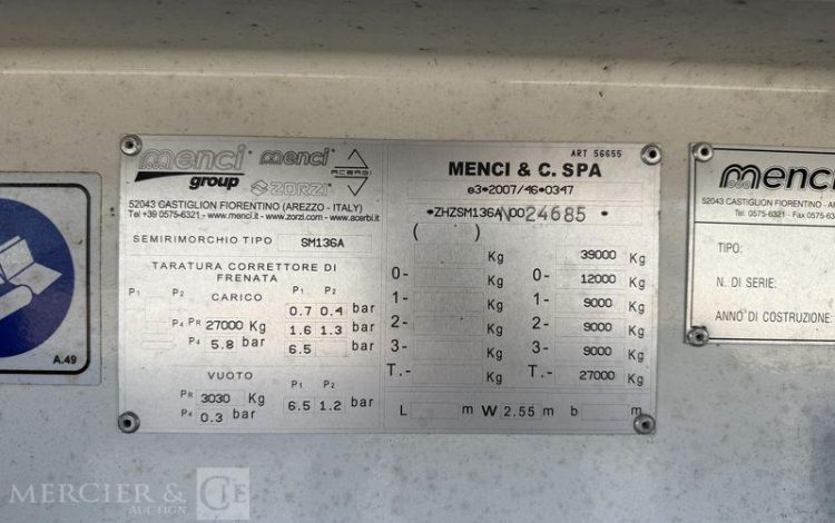 MENCI SREM FOURGON 3 ESSIEUX 38T BLANC 24685