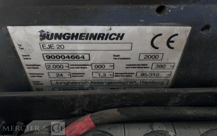 JUNGHEINRICH TRANSPALETTE ELECTRIQUE EJE20 – CAP 2T – AN 2000  4.664