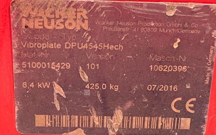 WACKER NEUSON DPU4545HECH  47MAM62026