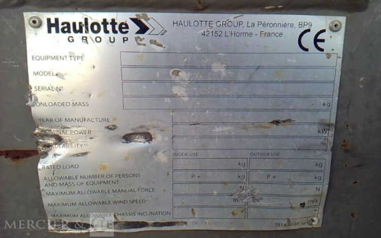 HAULOTTE NACELLE PLATEFORME CISEAUX COMPACT 8  – 8M – 473H – AN2016  226140