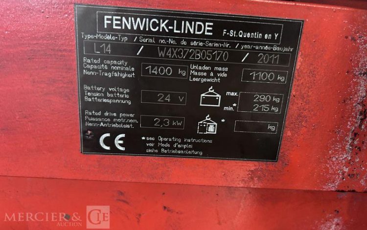 FENWICK GERBEUR ELECTRIQUE K41 – CAP 1T4 – AN 2011 – 3739 HEURES ROUGE B05170