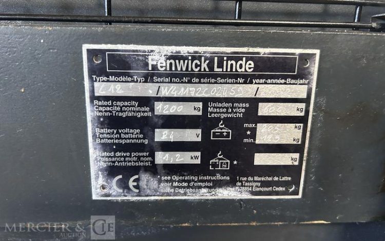 FENWICK GERBEUR ELECTRIQUE L12 – CAP 1T2 – AN 2012 -2201 HEURES ROUGE C02459