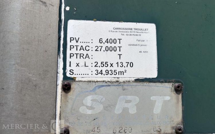 TROUILLET SREM FOURGON 2 ESSIEUX 27T RIDEAU FIT VERT CL-141-TM