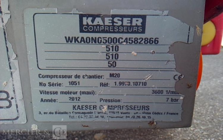 KAESER COMPRESSEUR M20 2000L/MN – 7BARS – 1516H – AN2012  CL-538-FJ