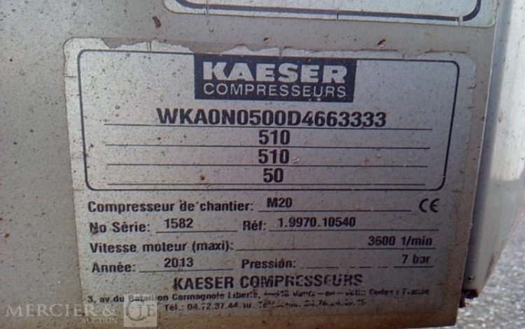 KAESER REMORQUE COMPRESSEUR D AIR M20 2000L/MN – 7BARS – 1279H – AN2013  CP-386-PH