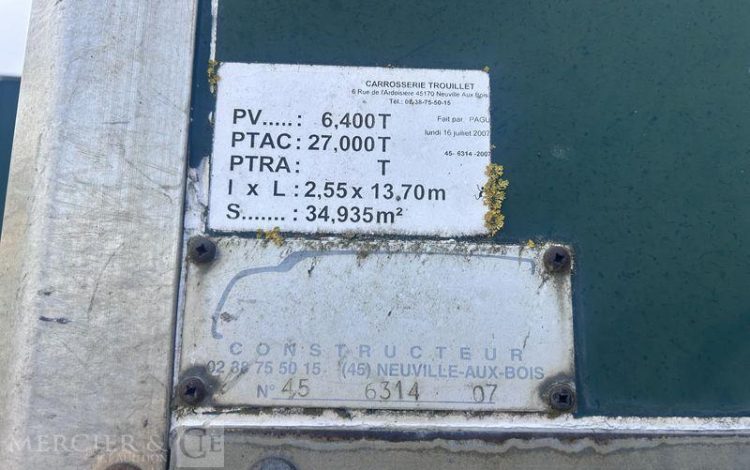 TROUILLET SREM FOURGON 2 ESSIEUX 27T RIDEAU FIT VERT CT-746-SH