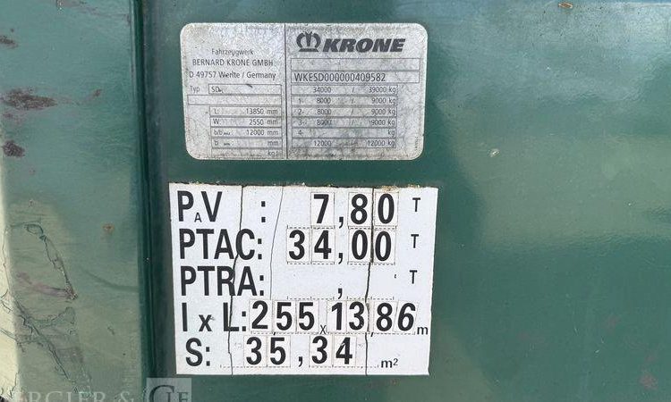 KRONE SREM FOURGON 3 ESSIEUX 34T RIDEAU FIT VERT CV-062-NV