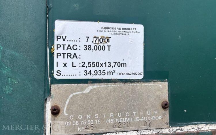 TROUILLET SREM FOURGON 3 ESSIEUX 38T RIDEAU FIT VERT CY-717-HR