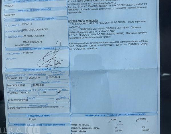 MERCEDES CLASSE B    BREAK BLANC DC-164-XR