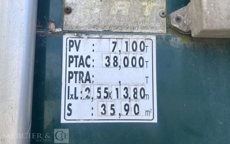 TROUILLET SREM PLSC 3 ESSIEUX 38T HAYON NON TESTE VERT DY-278-AH