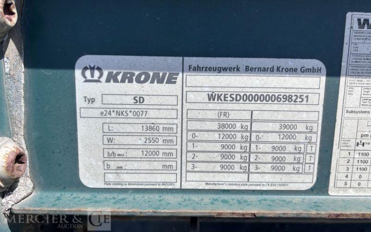 KRONE SREM PLSC 38T 3 ESSIEUX VERT DZ-259-DC