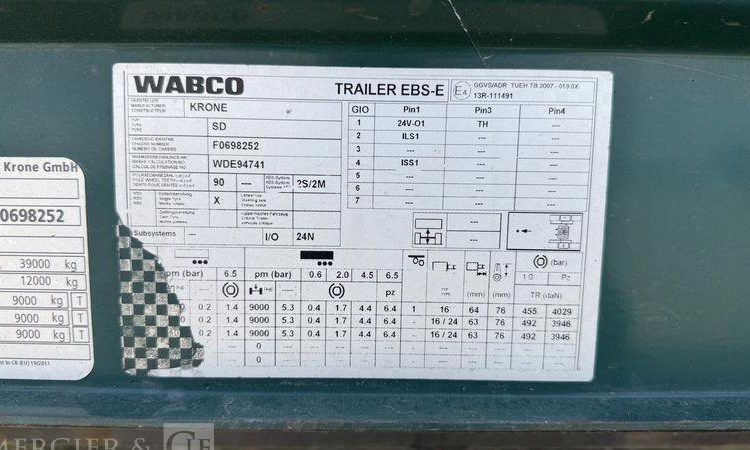KRONE SREM PLSC 3 ESSIEUX 38T HAYON VERT EA-280-BQ