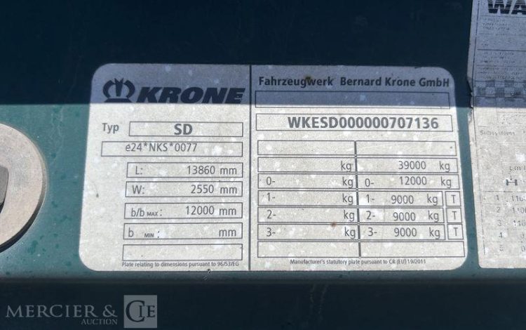 KRONE SREM FOURGON 38T 3 ESSIEUX  ED-312-ET