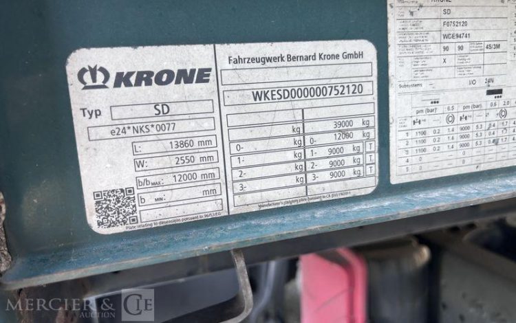 KRONE SREM PLSC 38T 3 ESSIEUX VERT EJ-289-WR