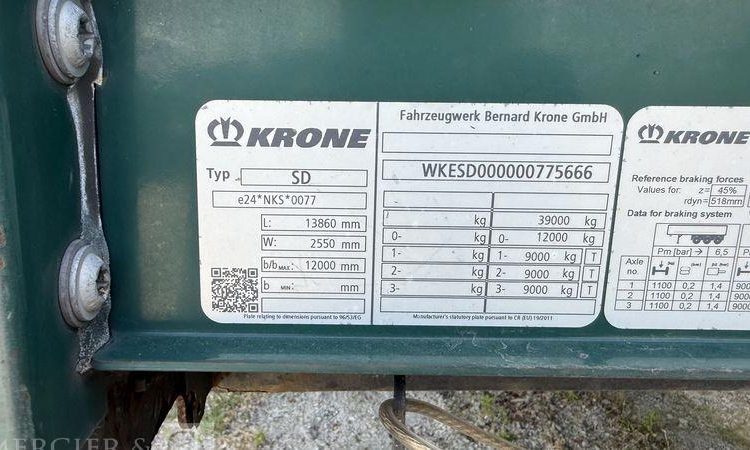 KRONE SREM PLSC 3 ESSIEUX 38T HAYON VERT EN-947-LK