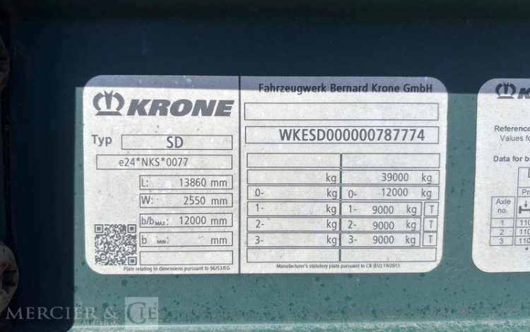 KRONE SREM PLSC 38T 3 ESSIEUX VERT ER-678-EX