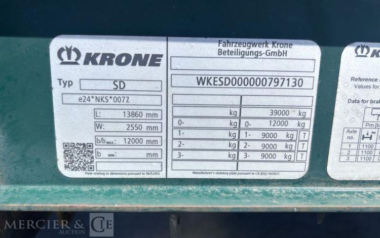 KRONE SREM PLSC 38T 3 ESSIEUX VERT ES-248-RC