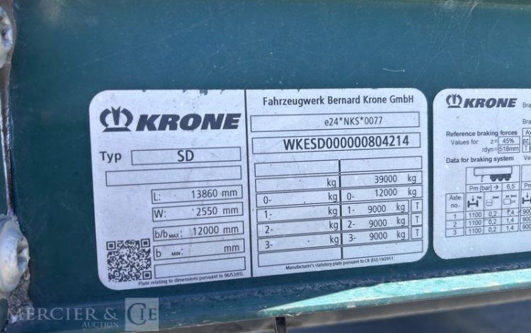 KRONE SREM PLSC 38T 3 ESSIEUX VERT EV-474-AB