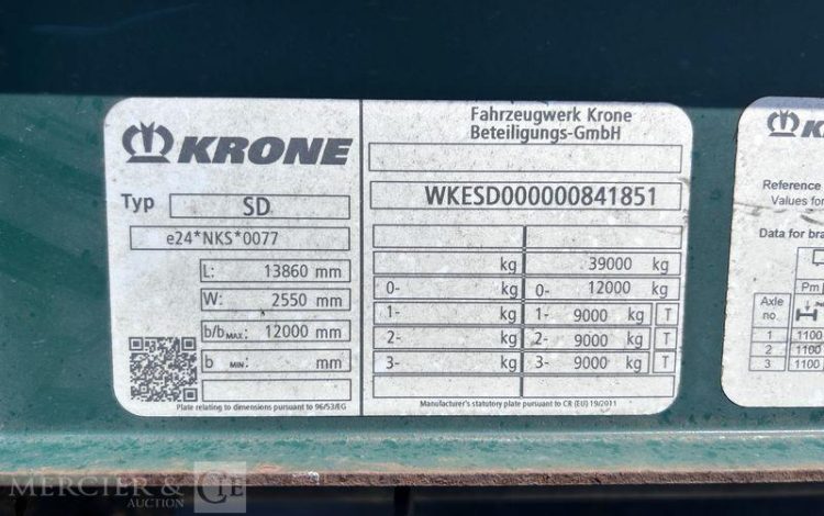 KRONE SREM PLSC 38T 3 ESSIEUX VERT EZ-725-GK
