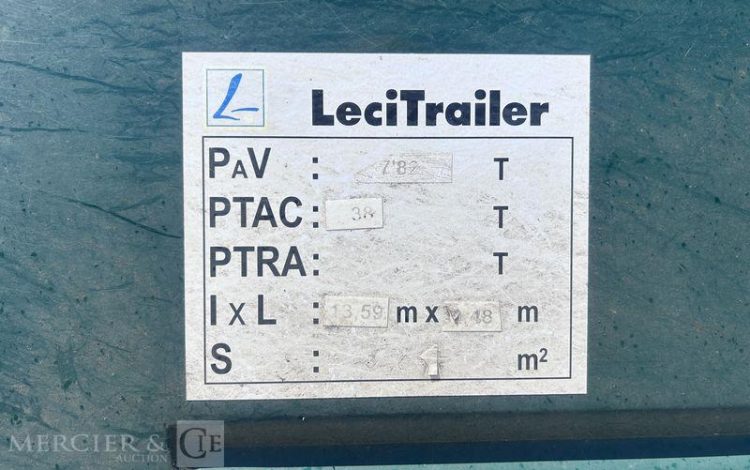 LECITRAILER SREM FOURGON 38T HAYON VERT FL-517-GL
