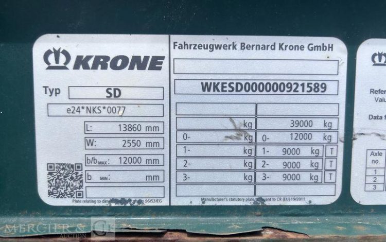 KRONE SREM PLSC 3 ESSIEUX 38T VERT FN-805-PT
