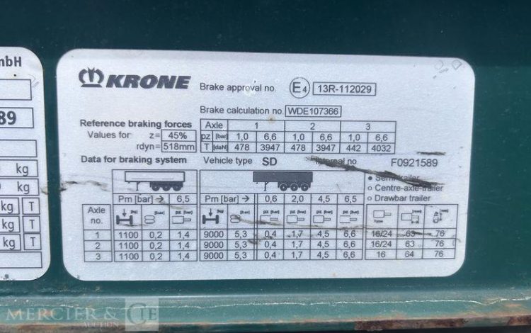 KRONE SREM PLSC 3 ESSIEUX 38T VERT FN-805-PT