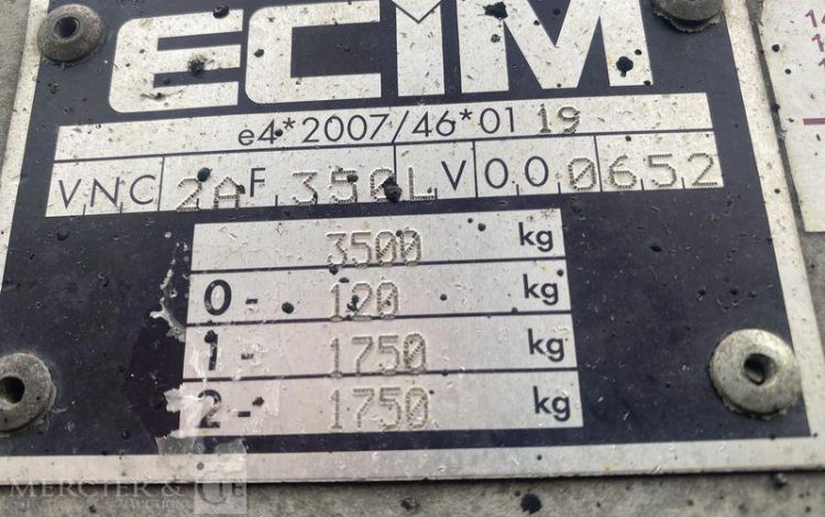 ECIM REMORQUE PORTE ENGIN 2 ESSIEUX – PTAC 3,5 TONNES – ANNEE 2020  FQ-210-AY