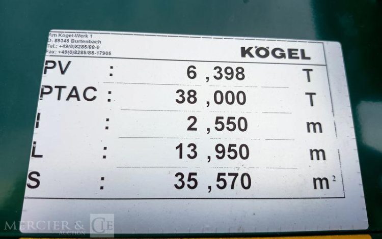 KOGEL SEMI REMORQUE 3 ESSIEUX  GQ-362-XW
