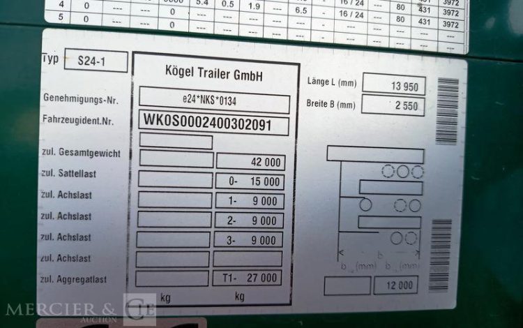 KOGEL SEMI REMORQUE 3 ESSIEUX  GQ-362-XW