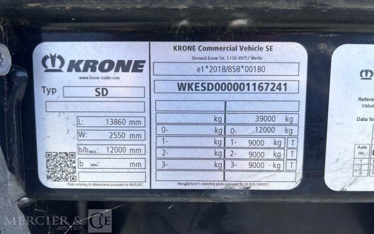KRONE SREM PLSC 38T 3 ESSIEUX VERT GY-558-GV