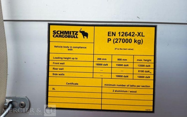 SCHMITZ SEMI REMORQUE SCB S3 BACHEE 3 ESSIEUX – PTAC 38 TONNES – 319249 KMS – ANNEE 2024  GY-641-BW