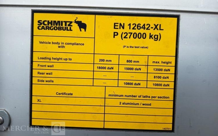 SCHMITZ CARGOBULL SEMI REMORQUE SCB S3 BACHEE 3 ESSIEUX – PTAC 38 TONNES – 258561 KMS – ANNEE 2024  GY-976-CR