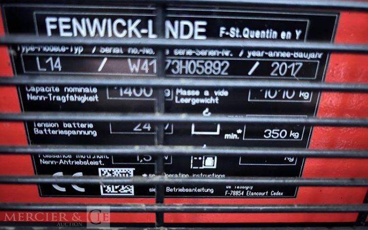 FENWICK GERBEUR ELECTRIQUE L14 – CAP 1T400 – AN 2017 ROUGE H05892