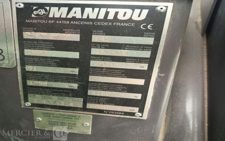 MANITOU CHARIOT TELESCOPIQUE MLT741-120LSU DIESEL 5,9M – 4,1 TONNES – 1124 H – AN 2009  263430