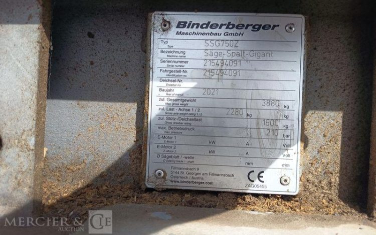 BINDERBERGER COMBINE A BOIS DE CHAUFFAGE SSG750 C-RA  94091