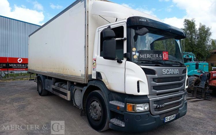 SCANIA PORTEUR P310 AVEC HAYON – PTAC : 19 TONNES – DIESEL – 713194 KMS – ANNEE 2013 BLANC CS-403-RV