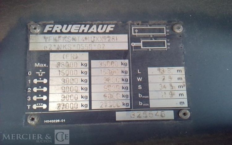 FRUEHAUF SEMI REMORQUE HAYON 3 ESSIEUX – PTAC 38T  ES-447-ED