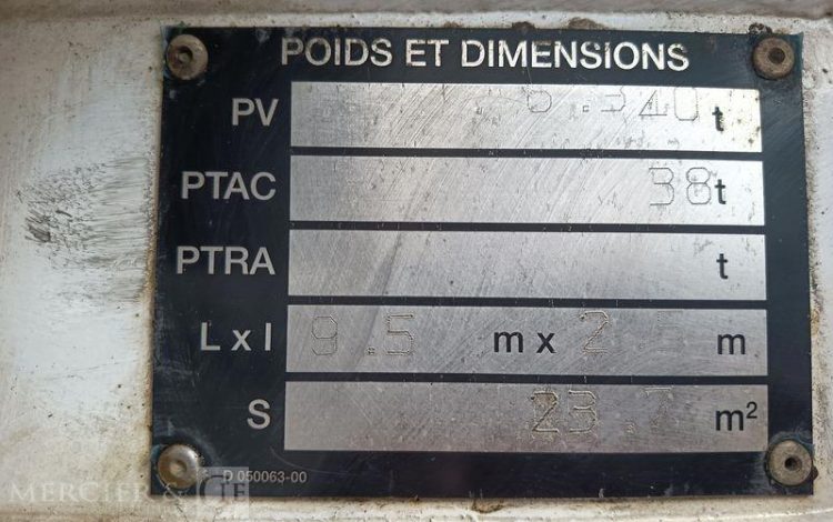 BENALU SEMI BENNE CEREALIERE BASCULANTE 3 ESSIEUX – PTAC 38 TONNES – ANNEE 2019  FC-023-ZK