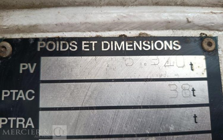 BENALU SEMI BENNE CEREALIERE BASCULANTE 3 ESSIEUX – PTAC 38 TONNES – ANNEE 2019  FC-023-ZK