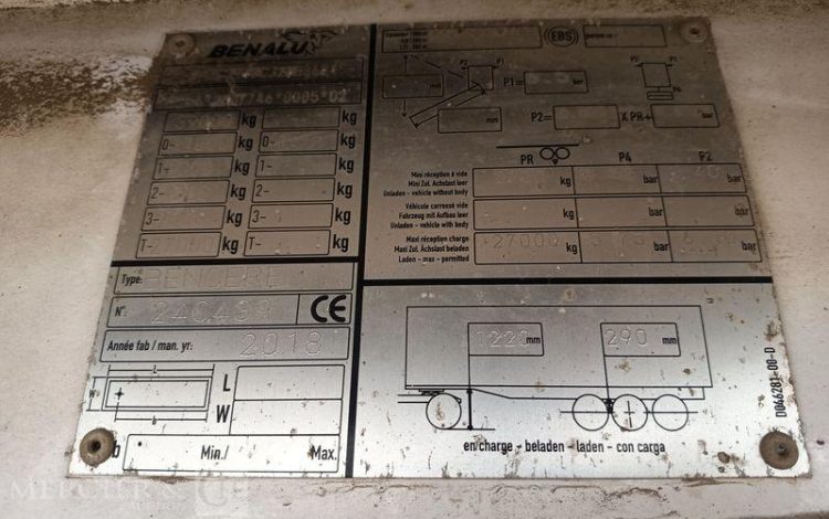 BENALU SEMI BENNE CEREALIERE BASCULANTE 3 ESSIEUX – PTAC 38 TONNES – ANNEE 2019  FC-023-ZK