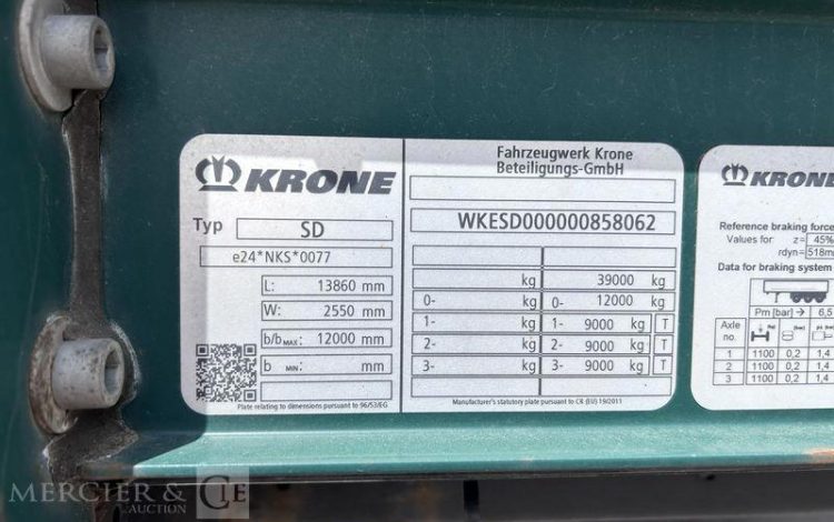 KRONE SREM PLSC 3 ESSIEUX 38T VERT FD-341-CH